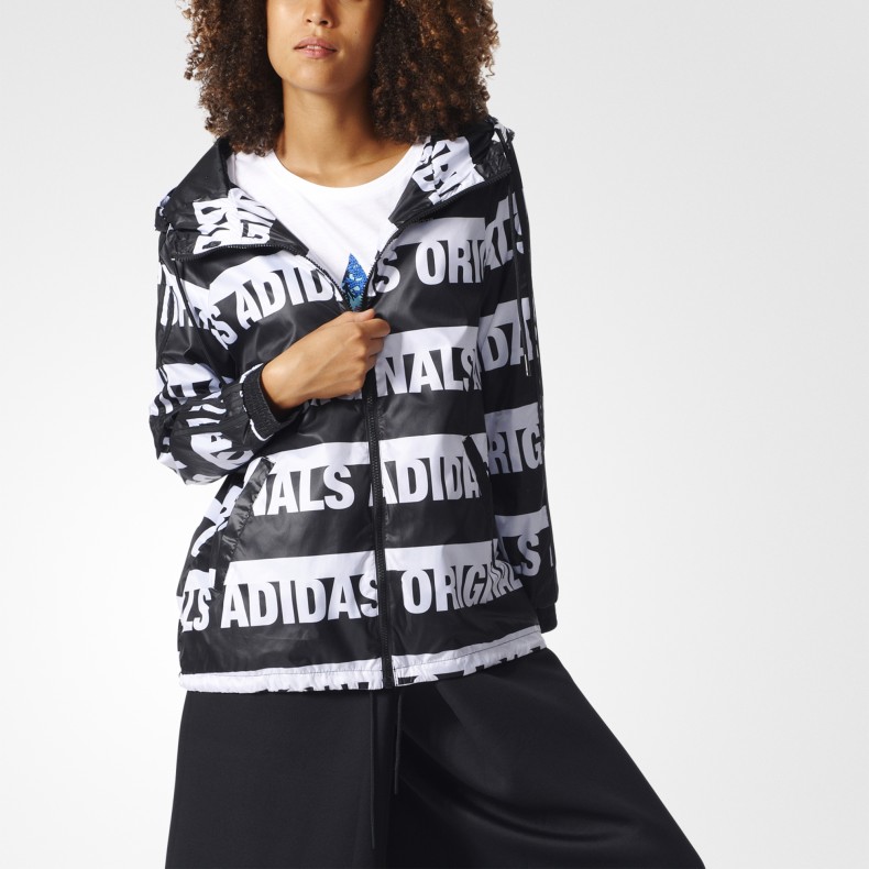 Adidas Womens Windbreaker Jacket Black BR7859 Berlin Hoody