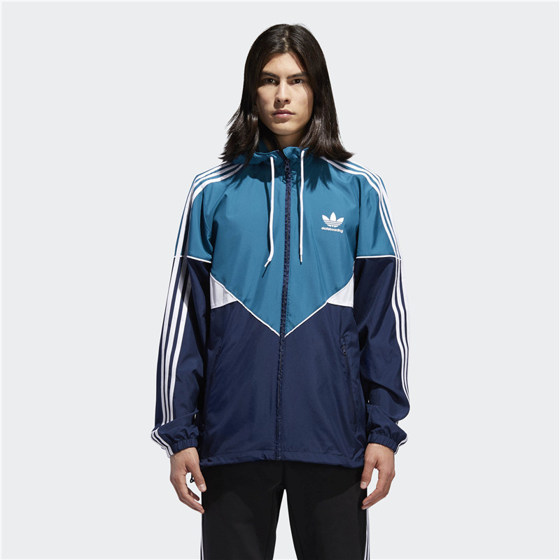 Original Adidas Jaqueta Premiere Windbreaker Hoodies DH6659 Navy White Turquesa Jacket
