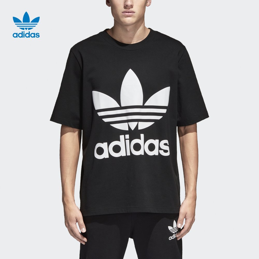 Adidas Originals AC Boxy Tees Mens Tonal Relax Fit BK7175 T-Shirt Black Summer Tees 