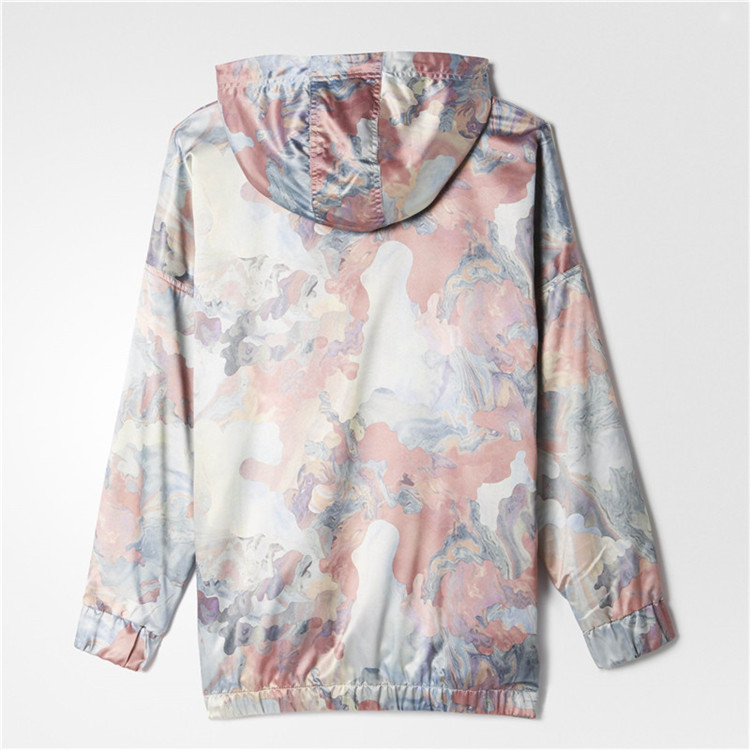 Original Adidas BR6616 Pastel Camo Satin Womens Hoodie Multicolor AOP Jacket