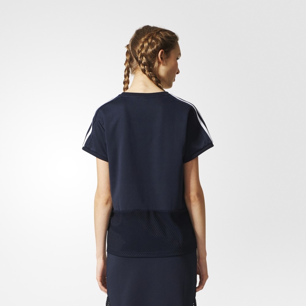 Adidas Osaka Tees Navy BQ5743 Mesh Panel Black Tshirt