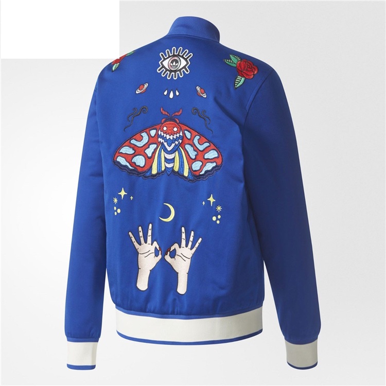 Adidas Embellished Arts Bomber Jacket CV9425 Royal Blue Zip Track Top Jacket