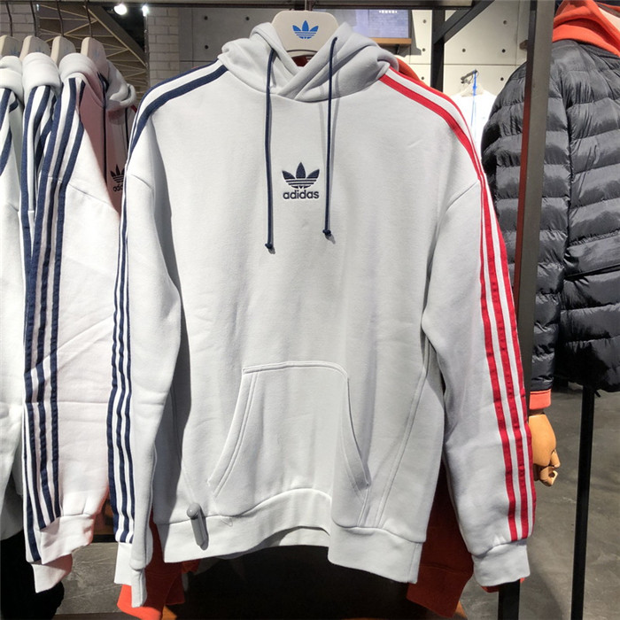 Adidas 3-Stripes Hoodie Clear Grey Sportive Sweatshirt EC3673 Hoody