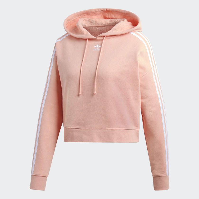 Adidas Womens Cropped Hoodie Pink DX2161 Mikina Cropped PINK