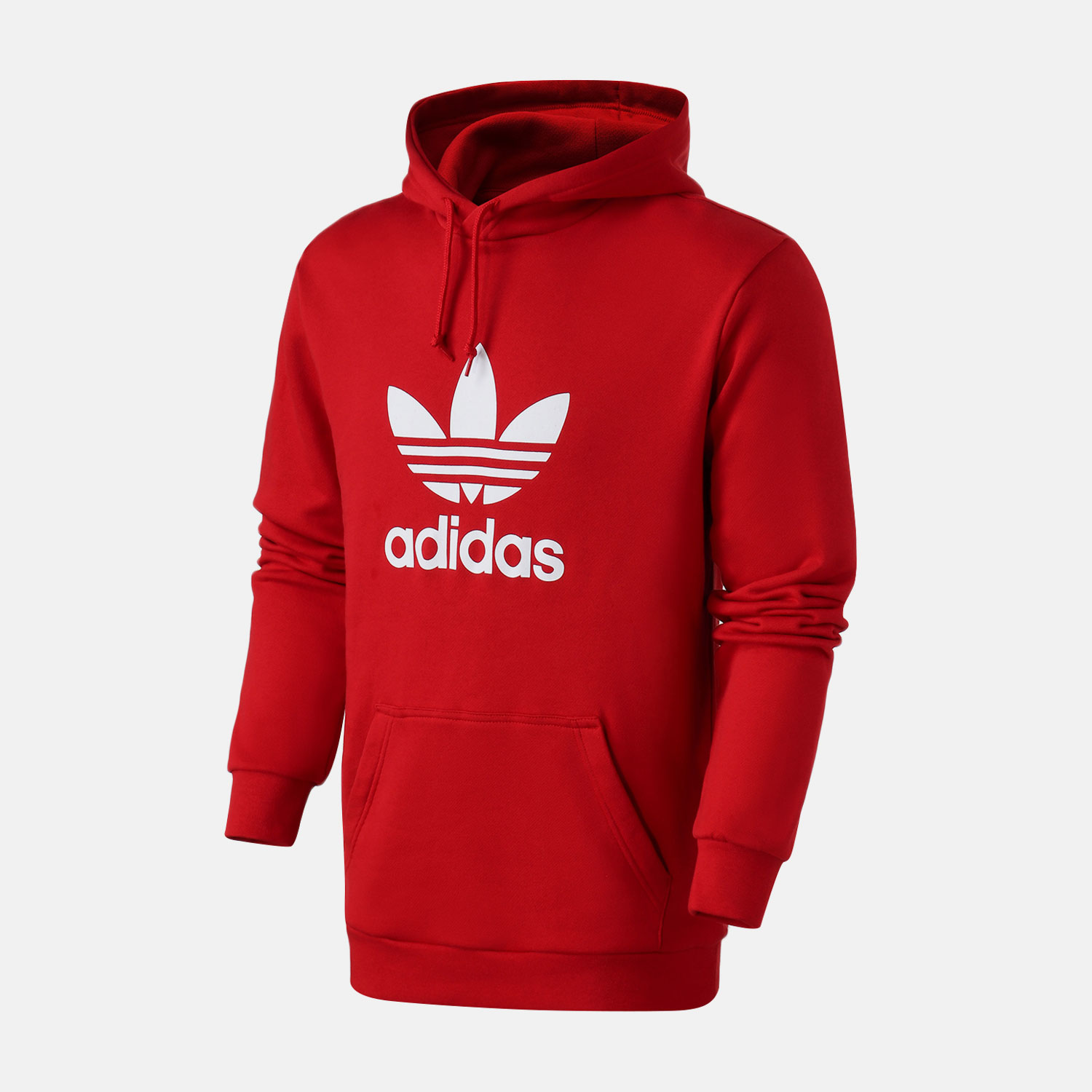 Adidas Original Mens Trefoil Red Hoodie DX3614 Popover Power Red Pullover Hoody
