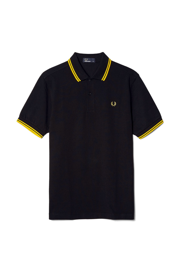 Original Mens Fred Perry Polo Tshirt UK FP Polo Shirt Black/Yellow