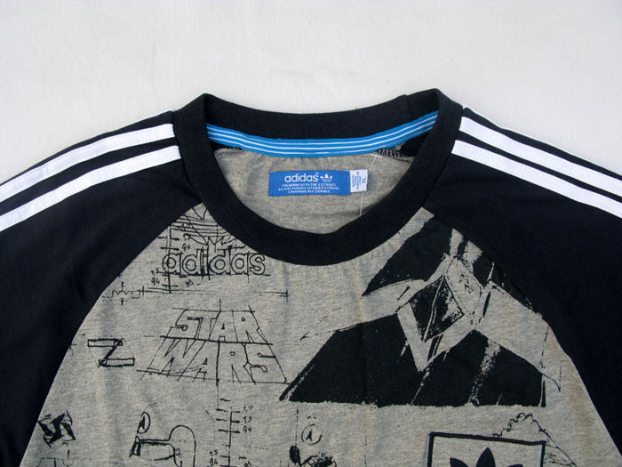 Original Adidas Mens Summer Tees Star Wars Tshirt SW Tees Star Wars Grey