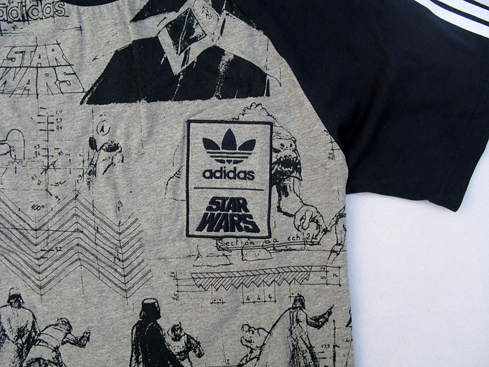 Original Adidas Mens Summer Tees Star Wars Tshirt SW Tees Star Wars Grey