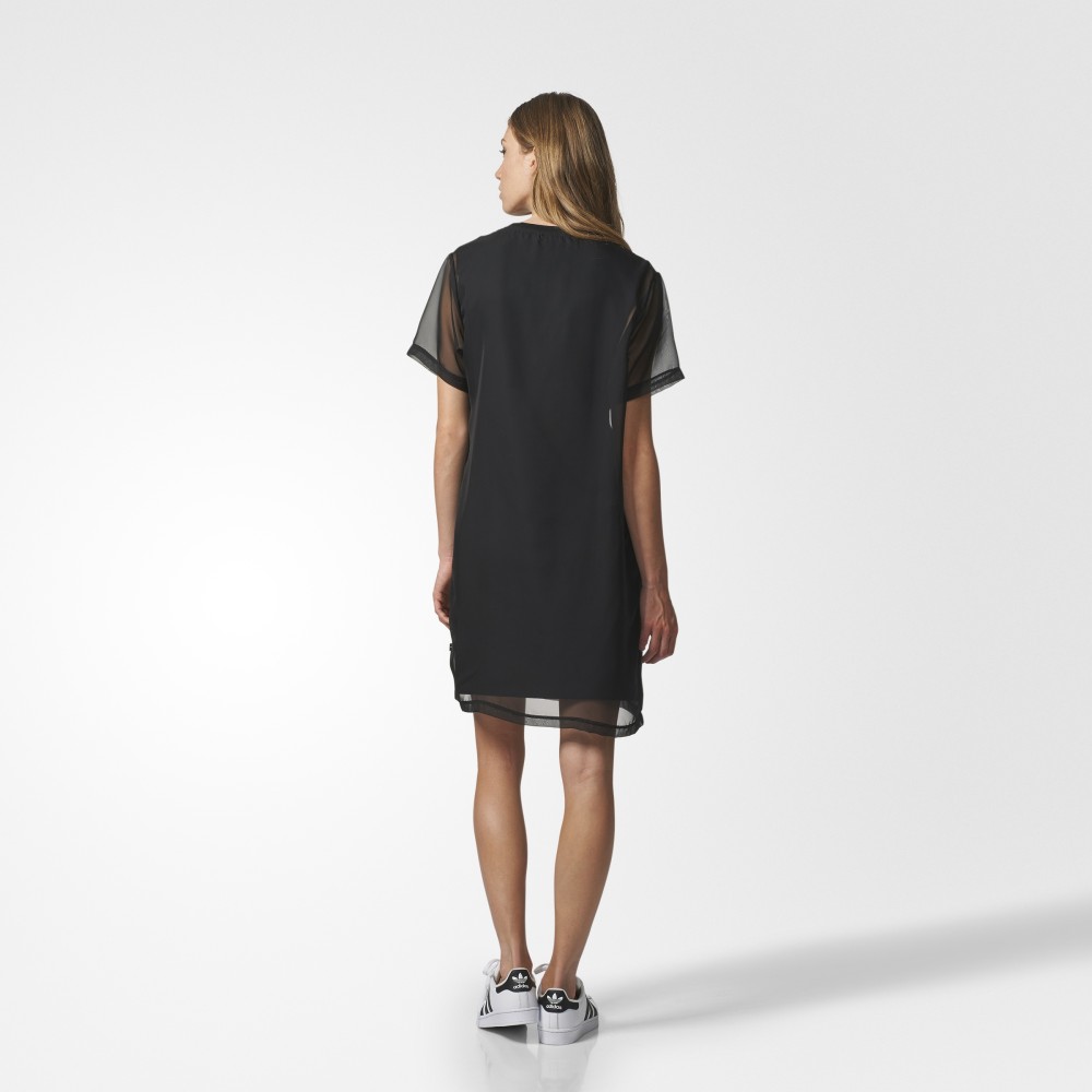 Original Adidas Womens Black Dress CE7294 Mesh Skirt Tees