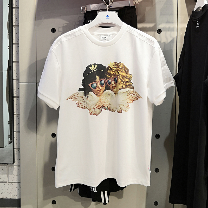 Adidas Womens Fiorucci Angels T-Shirt FL4139 White Fiorucci Graphic Tee Yellow FL4141 Tees C
