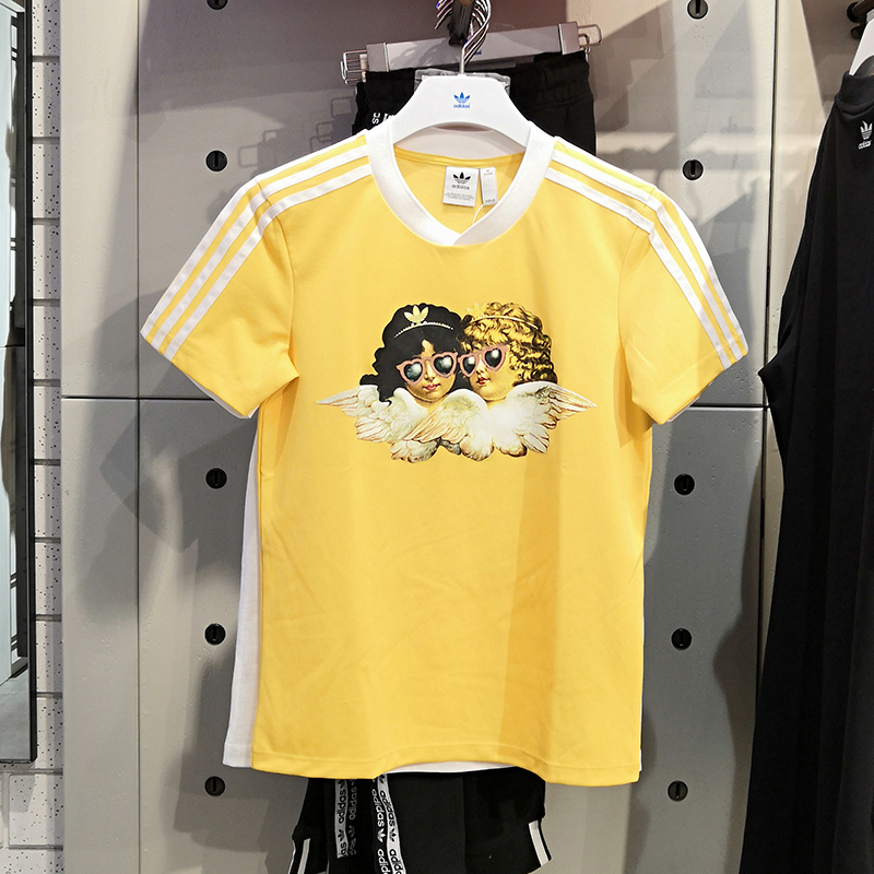 Adidas Womens Fiorucci Angels T-Shirt FL4139 White Fiorucci Graphic Tee Yellow FL4141 Tees C