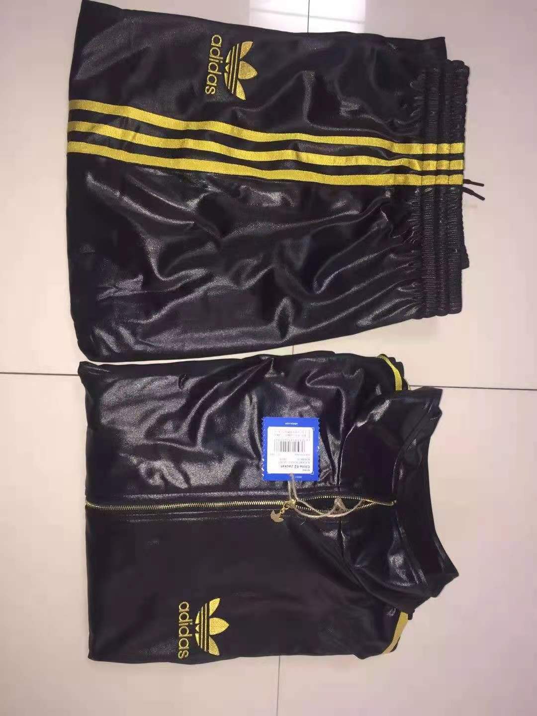 Adidas Chile 62 Rare Tracksuit Jacket Wetlook Shiny Black/Gold Suit