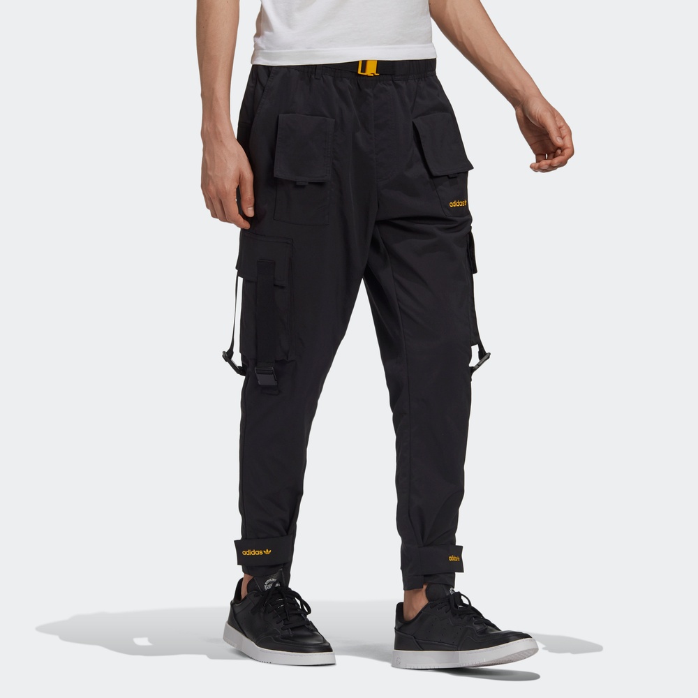 Adidas Original Mens Tech Pants GJ6719 Cargo Sweat Pants Joggers Adjustable Belt Black Pants
