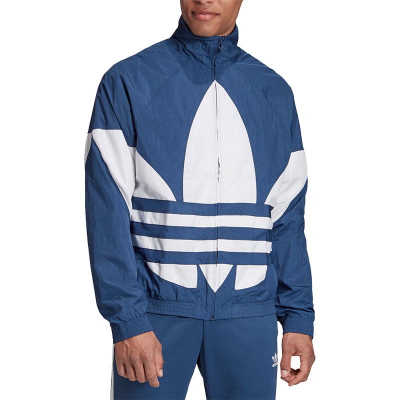 Adidas Big Trefoil Woven Track FM9894 Fashion Mans Blue Polyseter Track Jacket FM9892 Black Trefoil Top
