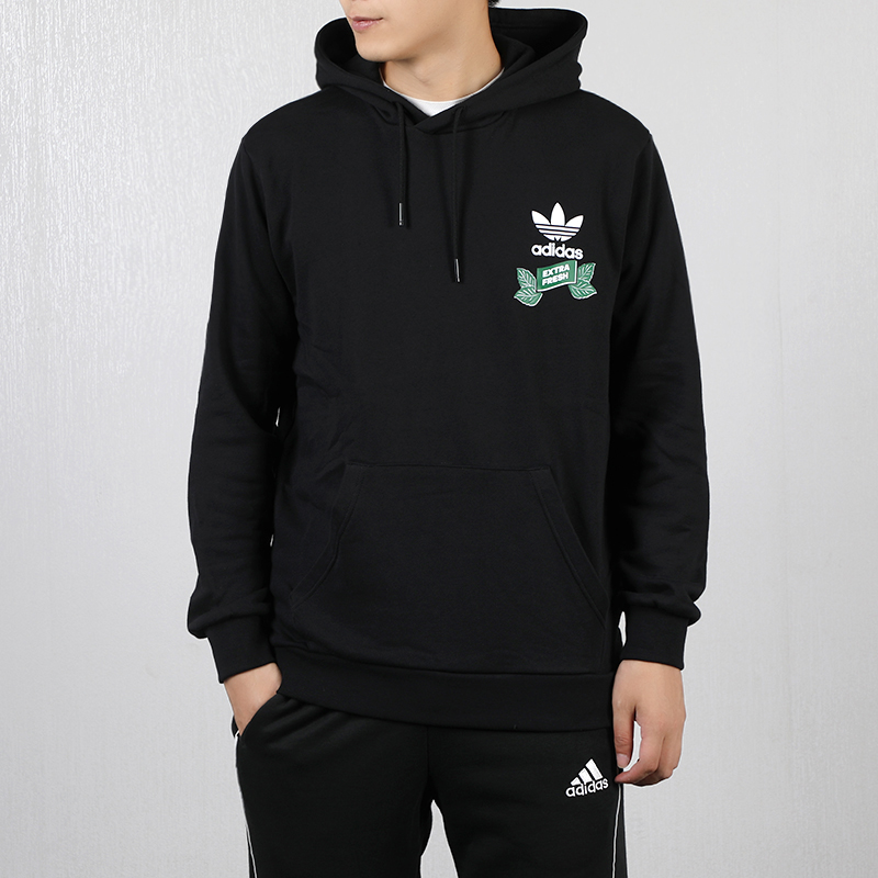 Adidas Originals Mens Snowflake Pullover Black Hoodie FP7702 Future Icons Logo Graphic Jacket