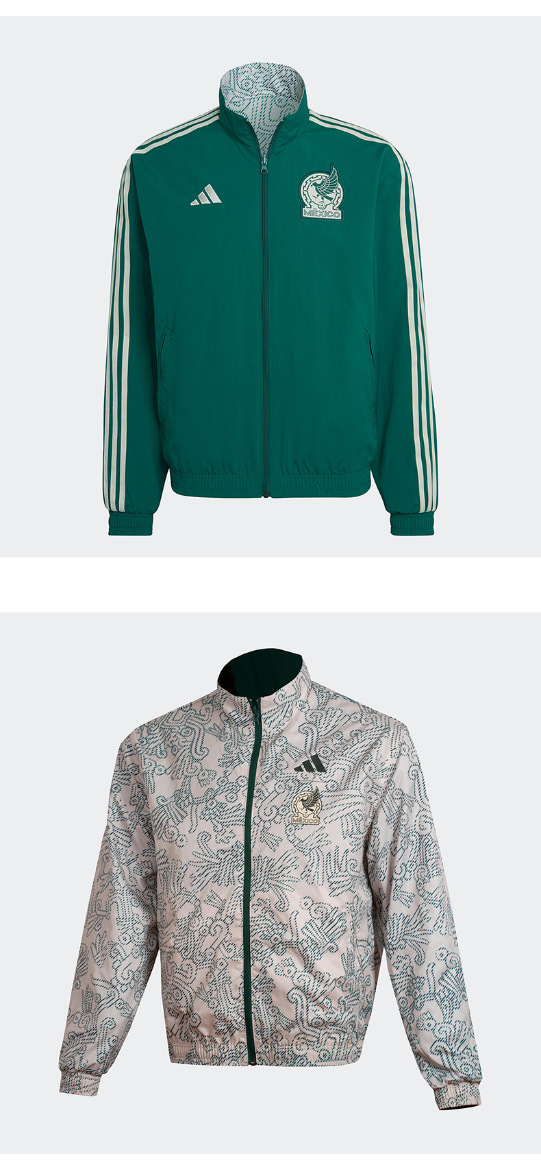 Adidas Original Anthem Jacket Green HF1439 Mexico Soccer Anthem Reversible Jacket